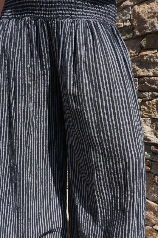 Made in Italy Marina Chalk Stripe Palazzo Pant Black